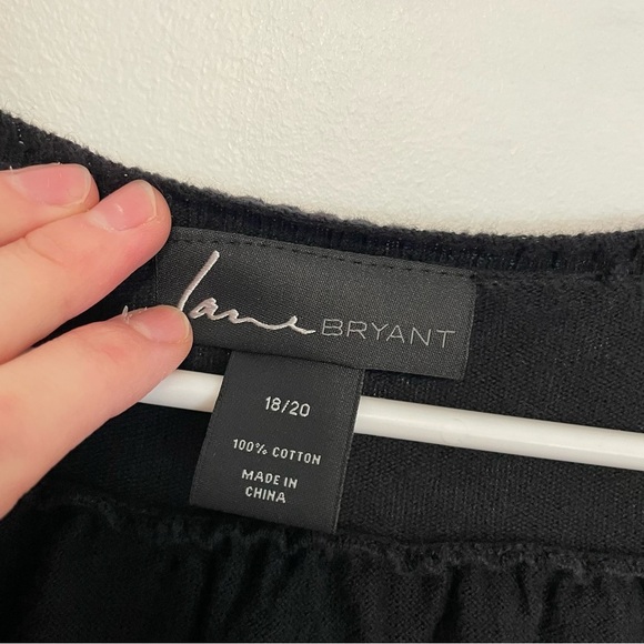 LANE BRYANT Plus Size Black V-Neck 3/4 Sleeve 100% Cotton Cardigan Sweater 18 20 - Picture 4 of 13